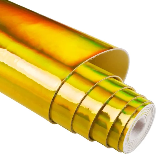 Vista 12 de HGUAN Tela de vinilo holográfica de 12 x 53 pulgadas, 1 rollo de hojas de piel sintética son adecuadas para lazos, aretes de cuero y otros artículos