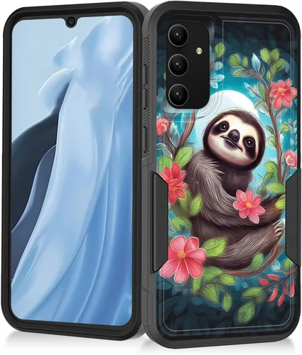 Vista 192 de Funda para Galaxy A14 5G, resistente de doble capa híbrida de policarbonato duro, goma suave, a prueba de golpes, funda protectora resistente