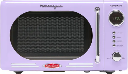 Vista 43 de Nostalgia Horno microondas para encimera con interior fácil de limpiar, microondas retro con pantalla LED y bloqueo para niños, horno compacto