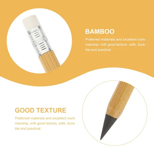 Vista 7 de Tofficu Forever Pencil - Lápiz creativo, 6 lápices de bambú borrables, lápiz de madera eterno, lápiz eterno, lápices sin tinta para escribir