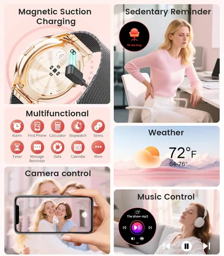 Vista 4 de LIGE Reloj inteligente para mujer, pantalla AMOLED de 1.43 pulgadas con respuesta/llamada para iPhone/Android/Samsung, rastreador de actividad