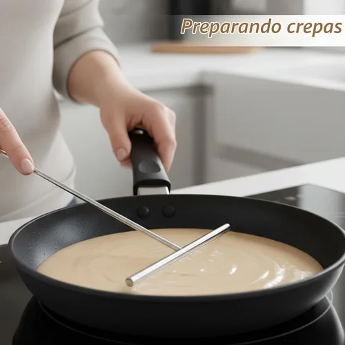 Vista 6 de Kit de esparcidor y espátula de crepé de 5 y 7 pulgadas, esparcidores de masa en forma de T de 12 pulgadas, mango de madera, espátula desplazada