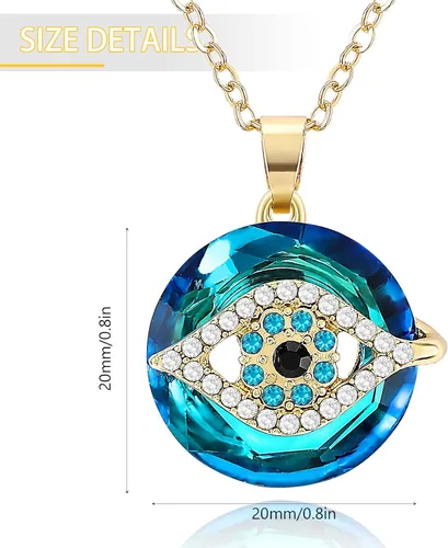 Vista 5 de Collar contra el mal de ojo, collar con dije de mal de ojo con círculo de cristal como collar de joyería de mal de ojo, collar de buena suerte, dije