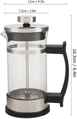 Vista 8 de Joyzan Cafetera de prensa francesa, cafetera de acero inoxidable resistente al calor, máquina de té de infusión en frío, grosor de vidrio