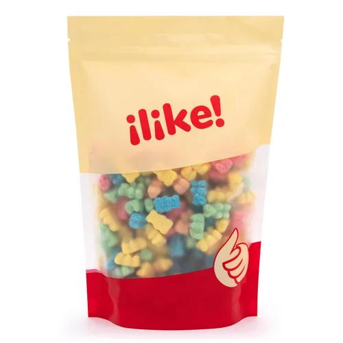 Vista 3 de Neon Sour Gummi Bears, caramelo de goma, sabor a fruta, bolsa de 2 libras Gomitas ácidas, caramelos masticables, snack nocturno de cine
