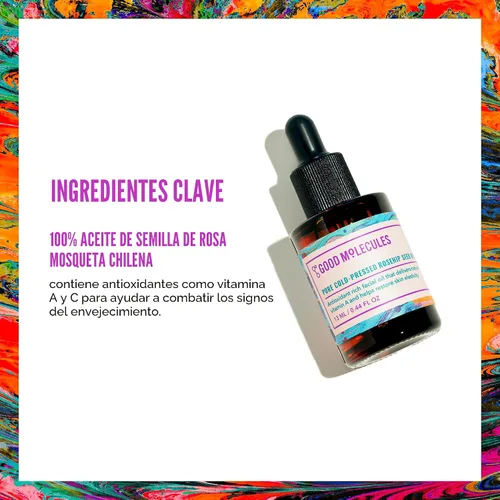 Vista 3 de Good Molecules Aceite Puro de Semilla de Rosa Mosqueta Prensado en Frío - Aceite de Rosa Mosqueta 100% Natural Hidratante Facial Ligero