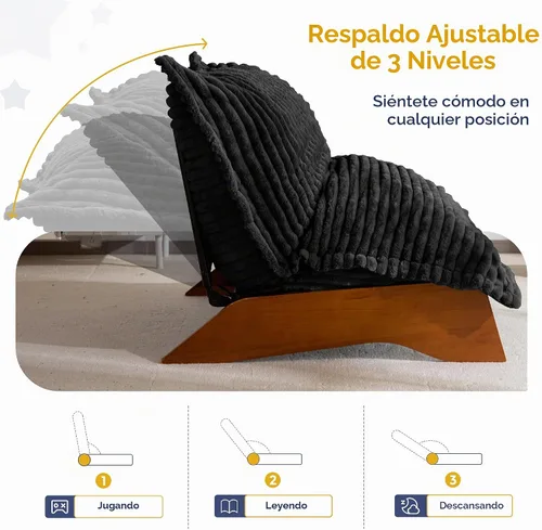 Vista 3 de MAXYOYO Silla ajustable para sala de estar, silla puff de 3 posiciones con funda extraíble, silla decorativa tapizada con marco, sillón reclinable
