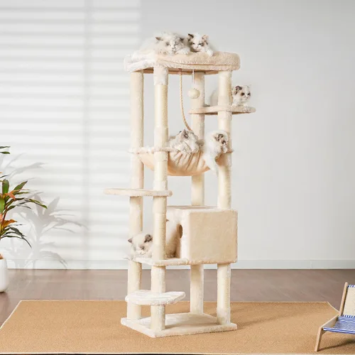 Vista 2 de Heybly Árbol para Gatos para Gatos Grandes de 20 libras de Servicio Pesado, Torre para Gatos XXL de 60 pulgadas para Gatos de Interior, Condominio