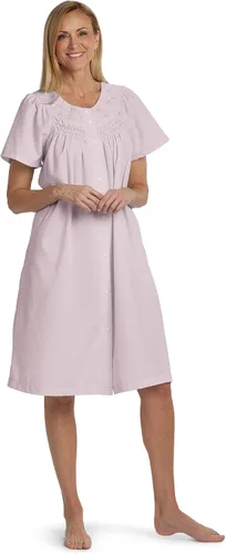 Vista 12 de Miss Elaine Bata corta de seersucker para mujer, cierre de broches frontal y mangas cortas, dos bolsillos delanteros, ropa de dormir y ropa