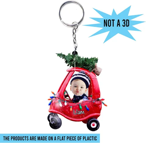 Vista 5 de IZI POD Foto personalizada con nombre de adorno de bebé, adorno personalizado de automóvil de Navidad para decoración de árbol de Navidad, regalo