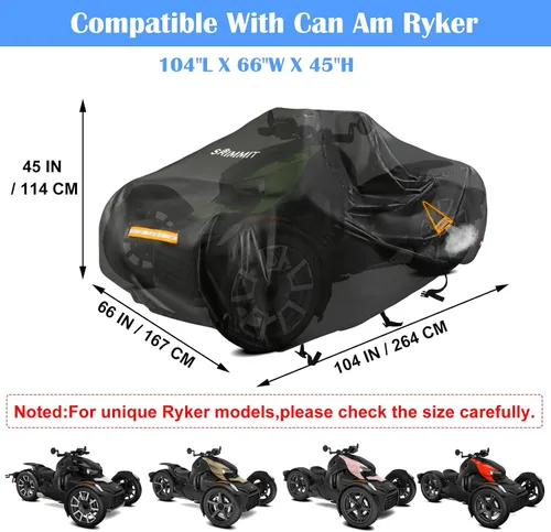 Vista 6 de Cubierta Can Am Ryker Impermeable, Cubierta Completa Mejorada Compatible con Accesorios Can-am Ryker 600/900/Sport/Edición Rally, Cubierta Completa