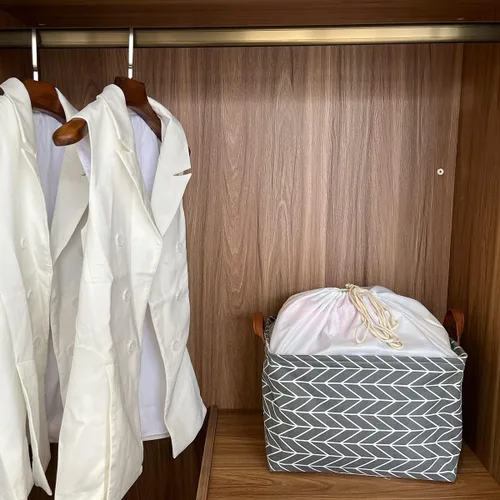 Vista 2 de CLOCOR Cesta de almacenamiento rectangular, cesta de almacenamiento plegable con bonito patrón, caja de almacenamiento de revestimiento impermeable