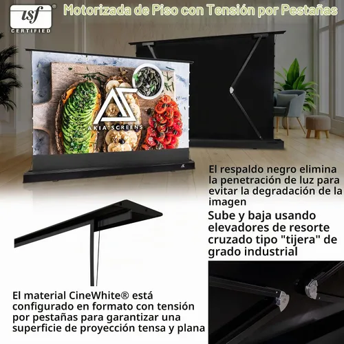 Vista 5 de Akia Screens AK-FMT102UH2 Pantalla de proyector motorizada de 102 pulgadas con control remoto, Tab-Tension CineWhite, UST Short & Standard Throw