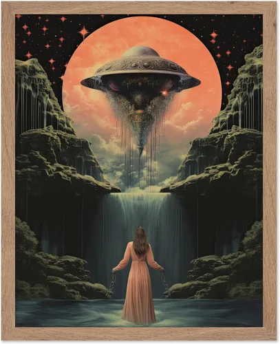 Vista 52 de Poster Master Póster OVNI – Impresión de mujer enmascarada – Arte extraterrestre – Arte surrealista – Arte de ciencia ficción – Regalo para hombres