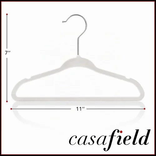 Vista 5 de Casafield 50 perchas de terciopelo para bebé, tamaño de 11 pulgadas, para ropa de bebés y niños pequeños, color marfil