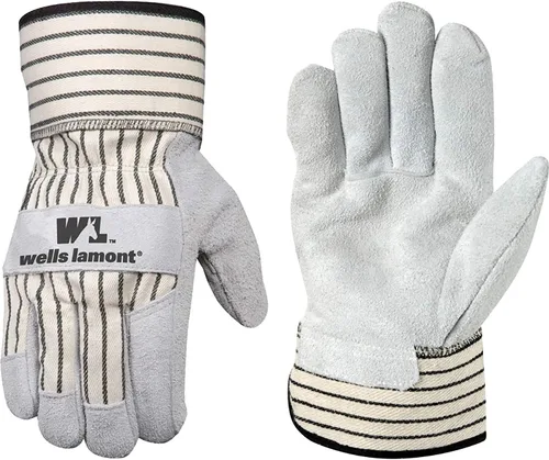 Vista 7 de Wells Lamont Guantes de trabajo de cuero de vacuno dividido para hombre