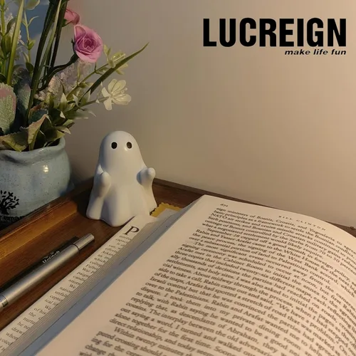 Vista 3 de Bonito soporte para bolígrafo fantasma de Halloween, adorable soporte para lápices para decoración de escritorio de oficina en casa, divertido