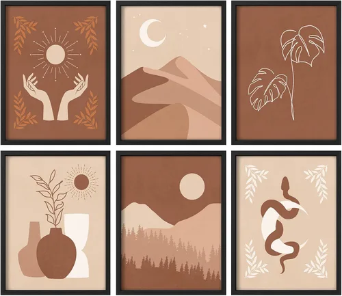 Vista 89 de Juego de galería de collage enmarcado para pared, diseño de plantas de flores de William Morris, ilustraciones de naturaleza silvestre, moderno