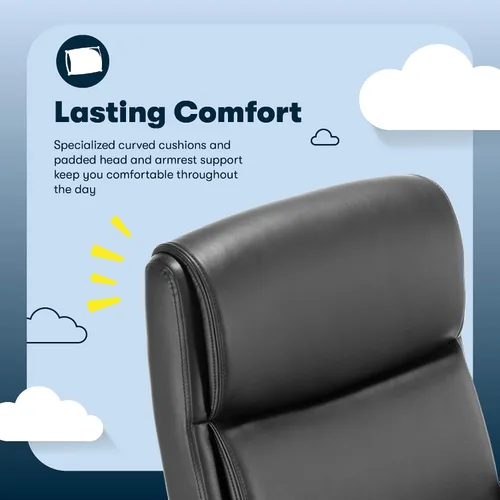 Vista 4 de Serta Comfort Ergo - Silla de oficina ejecutiva, diseño ergonómico de respaldo medio con soporte lumbar, cojín de asiento de doble capa semipelado