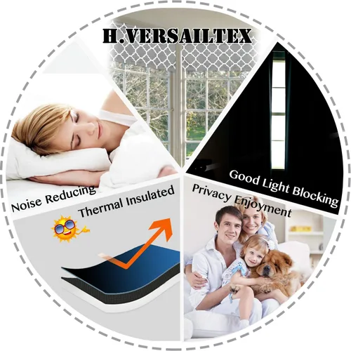 Vista 4 de H.VERSAILTEX Cenefas de cortina opacas para cocina/baño, cenefas de ventana con aislamiento térmico para sala de estar/dormitorio, cortinas cortas