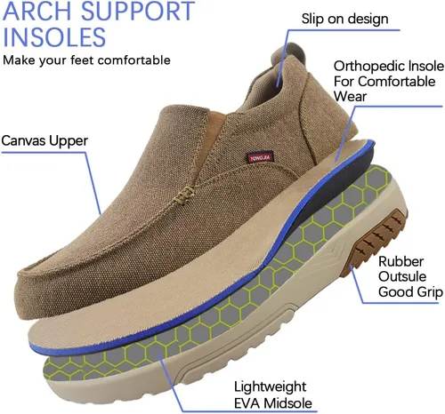 Vista 4 de YONGJIA Mocasines sin cordones para hombre con soporte de arco, amortiguación extra y alivio del dolor, ortopédicos, informales, antideslizantes