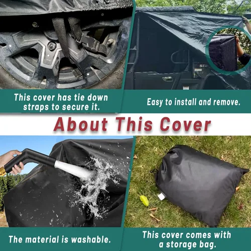 Vista 3 de QYMOTO Fundas universales UTV de 2 a 3 plazas, lado a lado, cubierta UTV resistente al viento, impermeable, protección al aire libre para Polaris
