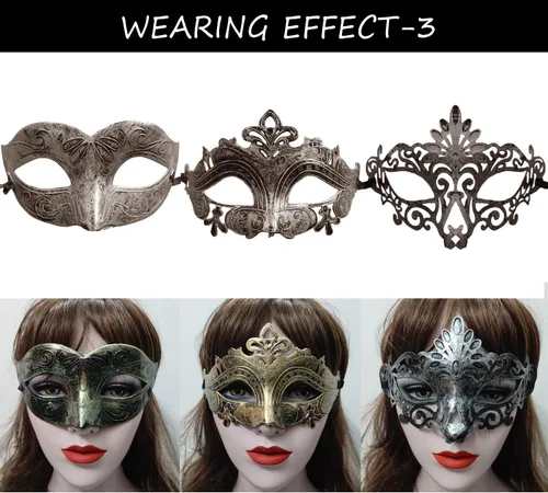 Vista 6 de 27 máscaras antiguas vintage, retro, para hombres y mujeres, unisex, para fiesta de baile, disfraz veneciano, dorado, plateado y bronce