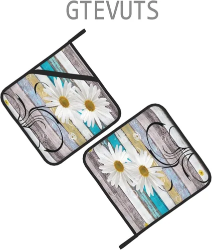 Vista 2 de Paquete de 2 soportes para macetas rústicas de margaritas con bucles para colgar, juego de agarraderas para decoración de concurso, encimera