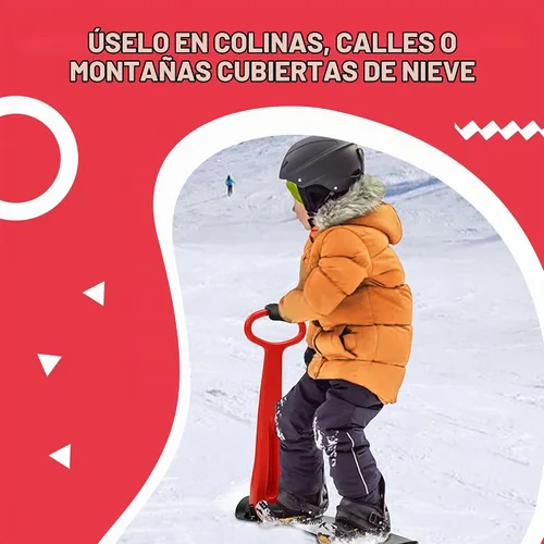 Vista 5 de GeoSpace Original LED Ski Skooter: Monopatín o tabla de snowboard plegable para usar sobre nieve o césped, varios
