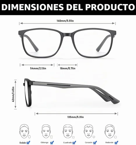 Vista 4 de Reading Glasses for Men,Blue Light Blocking Readers for men with Comfort Spring Hinge 1 Paquete Negro