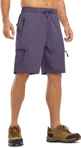 Vista 6 de TBMPOY Pantalones cortos de senderismo para hombre con 5 bolsillos con cremallera, 9 pulgadas, ligeros, para exteriores, trabajo, atletismo, viajes