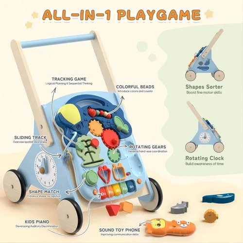Vista 5 de wiqins - Juguetes de madera para niños de 18 meses, regalo Montessori Azul