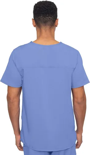 Vista 2 de Healing Hands Ropa quirúrgica para hombre, camiseta de tela ligera con un bolsillo para hombre, color azul, 2223 James, Azul