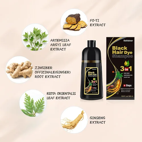 Vista 6 de Bablabear - Champú con color para cabello gris, tinte de cabello semipermanente para mujeres y hombres, ingredientes herbales, 3 en 1, cobertura