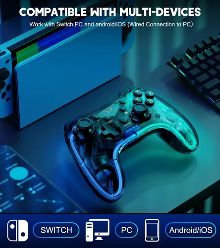 Vista 3 de Switch Controller Compatible with Nintendo SwitchLiteOLED & PCAndroidIOS, Switch Pro Controller With RGB Breathing LED, Switch Controllers Remote