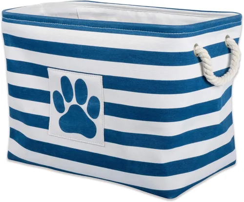 Vista 88 de Bone Dry - Cesta de almacenamiento para mascotas, diseño de parche de pata rayado, aguamarina, rectángulo pequeño