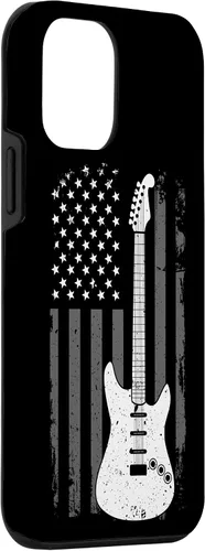 Vista 3 de iPhone 12 mini guitarra americana bandera de Estados Unidos reproductor de música Guitarrista eléctrico caso de regalo