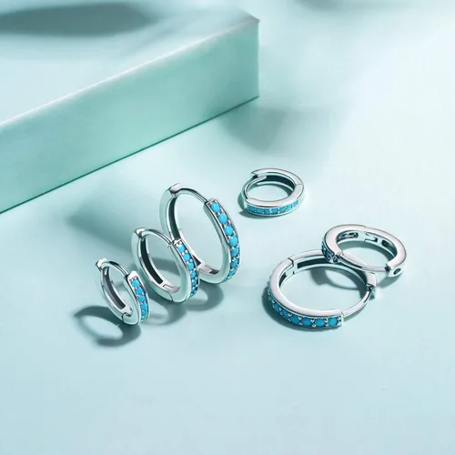 Vista 5 de NOKMIT 3 pares de mini aretes de aro turquesa para cartílago para mujer, 8100.472 in (turquesacirconia cúbica)