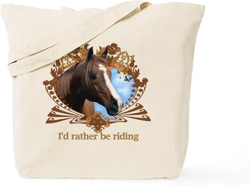 Vista 36 de CafePress Id Rather Be Riding! Bolsa de mano de caballo Bolsa de lona natural, bolsa de compras de tela, Caqui