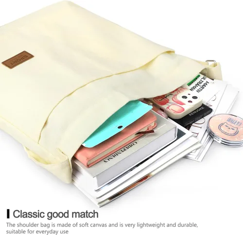 Vista 5 de Bolsa de lona duradera con diseño de bolsillo externo, aspecto elegante, correa de hombro ajustable..