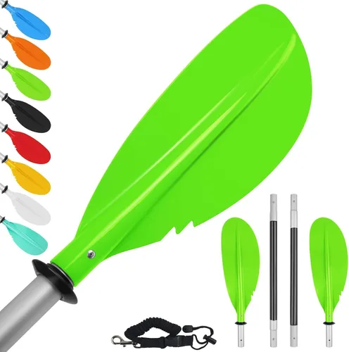 Vista 46 de Remo de kayak, 88 pulgadas, 4 piezas de remos para kayak, flotador de eje de aleación de aluminio resistente, ligero, desmontable, ajustable