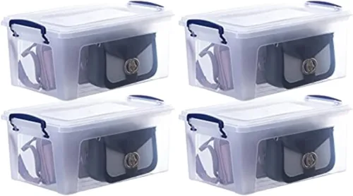 Vista 75 de Superio Mini contenedor de almacenamiento de plástico para crayón, suministros de arte y estuche de costura, organizador pequeño apilable