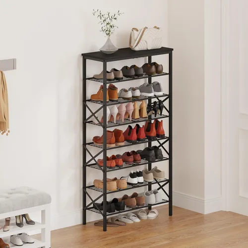 Vista 2 de YATINEY Zapatero de 8 niveles, organizador de almacenamiento de zapatos de gran capacidad que sostiene 32 pares, resistente y estable, para entrada