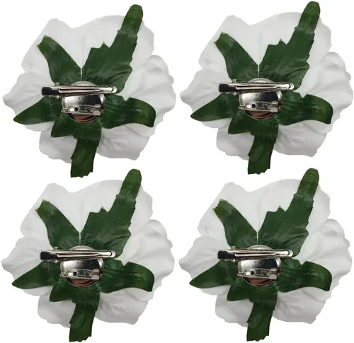 Vista 2 de La Homein Sanrich 4 unidspaquete de flores de pelo rosa de tela clips mexicanos pelo flores horquilla broche tocados