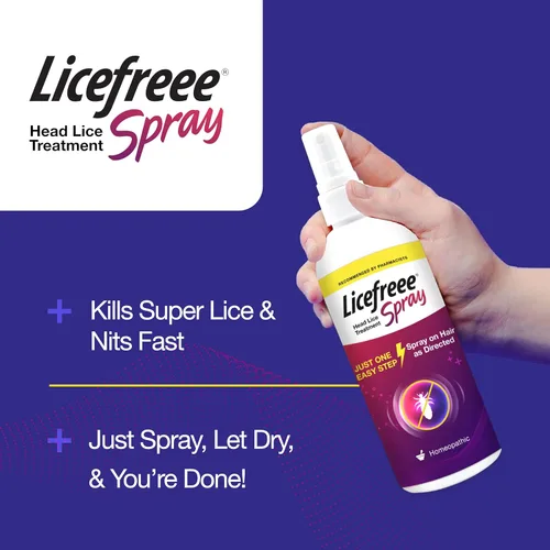 Vista 4 de Licefreee Spray para piojos para cabello de niños, incluye peine profesional de metal para liendres y piojos para niños, mata al contacto, 6 onzas