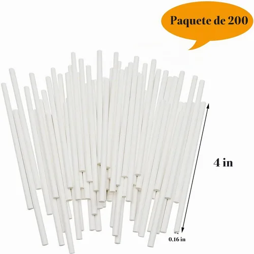 Vista 2 de Palitos de papel blanco para tartas de 4 pulgadas