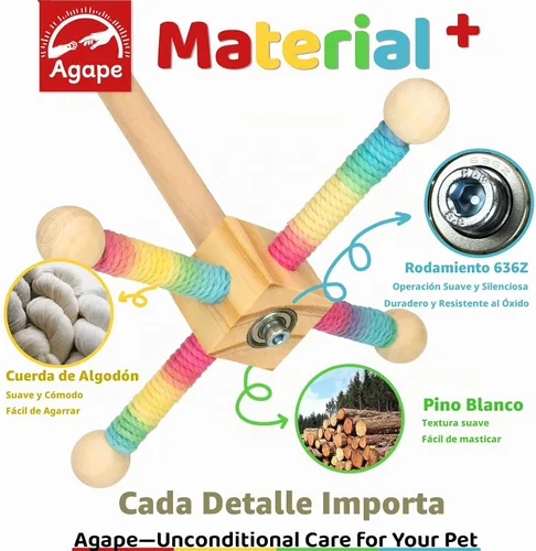 Vista 3 de Agape Soporte giratorio de 360° para perca de pájaro, juguete de ejercicio