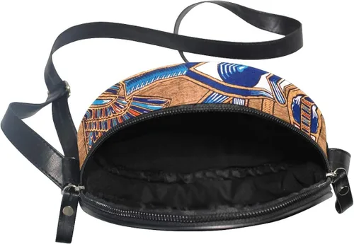 Vista 4 de WellLee Antiguo Papiro Egipcio Representación Horus Eye Bolso bandolera redondo
