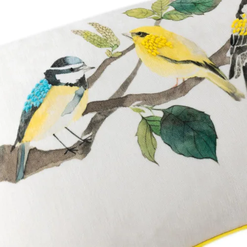 Vista 3 de JWH Funda de almohada decorativa con diseño de pájaros coloridos, funda de cojín lumbar color amarillo aguamarina, funda de almohada para decoración