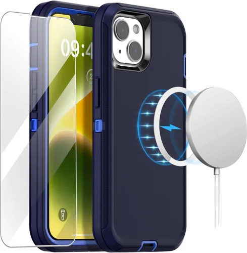 Vista 8 de AICase Funda para iPhone 14 (6.1 pulgadas) con protector de pantalla de vidrio, protección contra caídas de alta resistencia, cuerpo completo, a